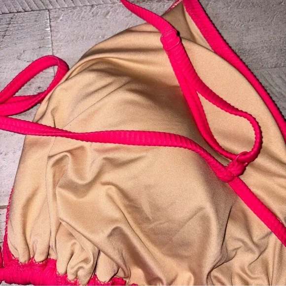 Old Navy Pink Ribbed Swim Top Tie Back Sexy Summer Beach Bikini Top 3X - Picture 8 of 13